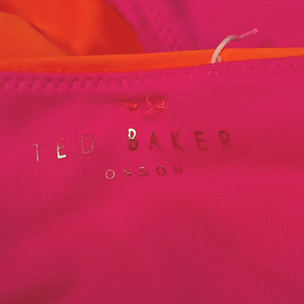 Ted Baker One Piece Swimsuit Womens Pink Orange Colorblock V-Neck Good - Picture 5 of 8